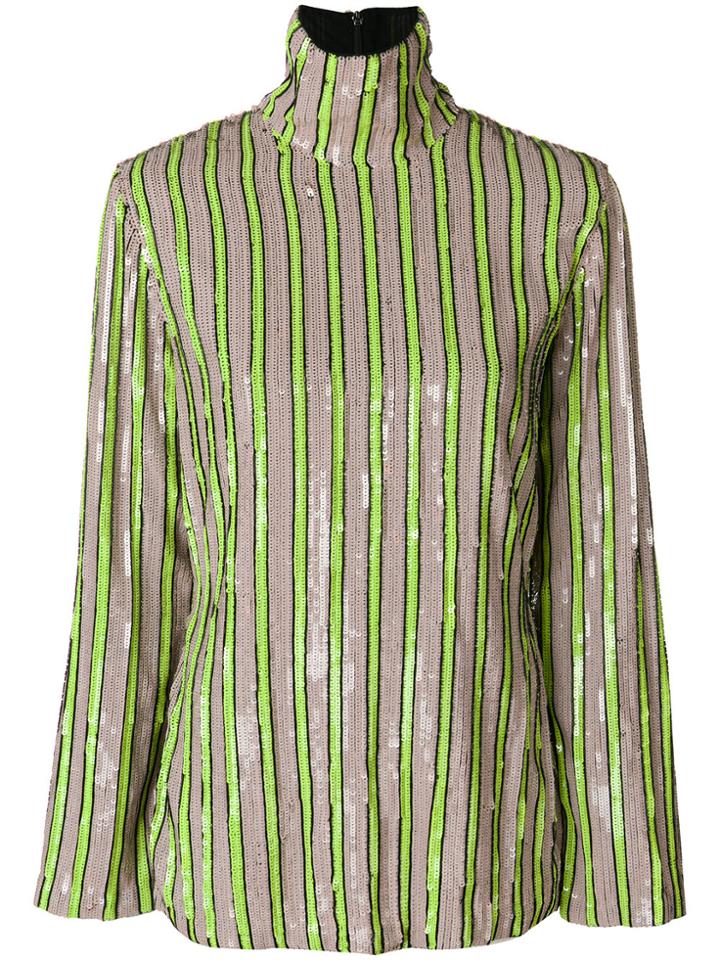 Msgm Striped Sequin Blouse - Nude & Neutrals