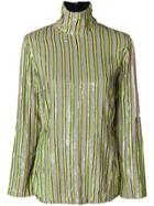 Msgm Striped Sequin Blouse - Nude & Neutrals