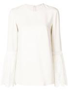 Red Valentino Ruffled Floral Blouse - Nude & Neutrals
