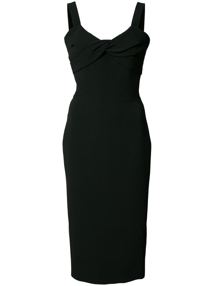 Victoria Beckham Fitted Midi Dress, Women's, Size: 10, Black, Cotton/silk/wool