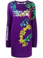 Versace Jeans Couture Printed Logo Sweater Dress - Purple