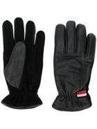 Moncler Contrast Texture Stripe Detail Gloves - Black