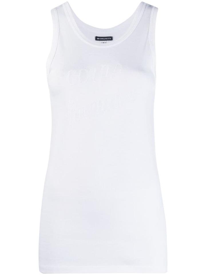 Ann Demeulemeester Embroidered Tank Top - White