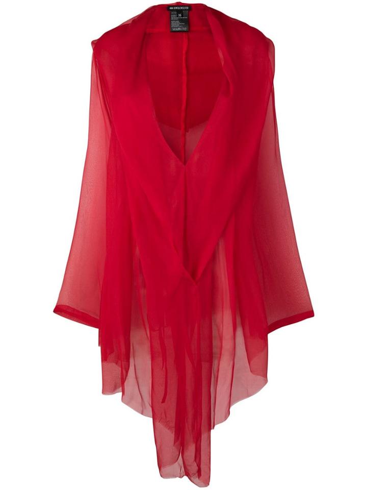 Ann Demeulemeester Sheer Short Dress - Red