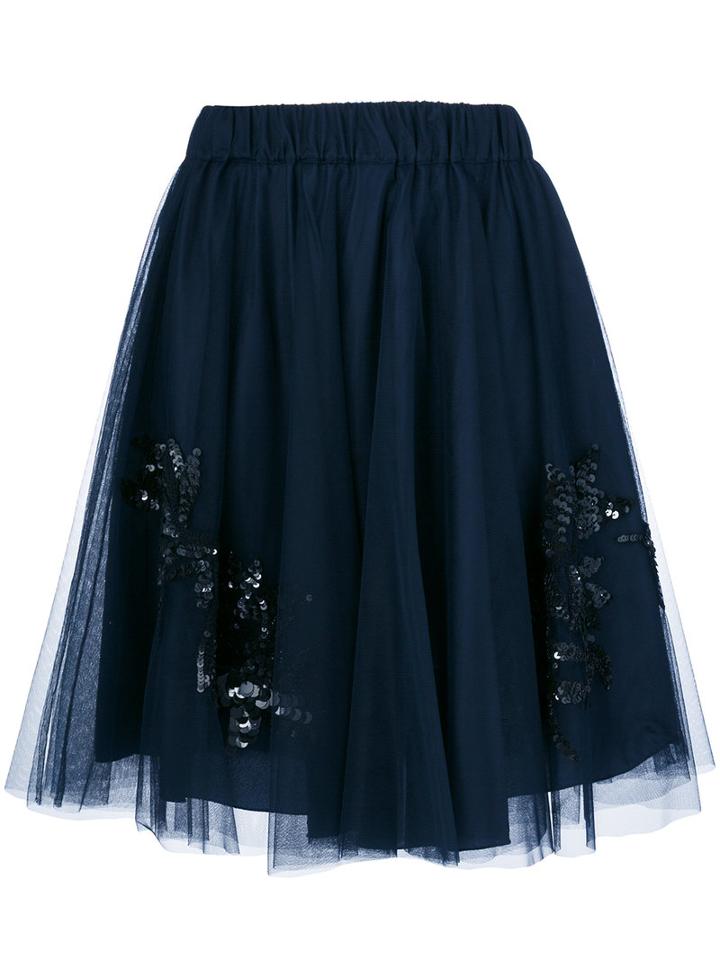 P.a.r.o.s.h. - Sequin Embellished Full Skirt - Women - Polyamide/acetate/viscose - M, Blue, Polyamide/acetate/viscose