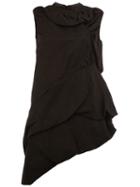 Rick Owens Asymmetric Draped Mini Dress, Women's, Size: 40, Black, Silk/cotton/wool