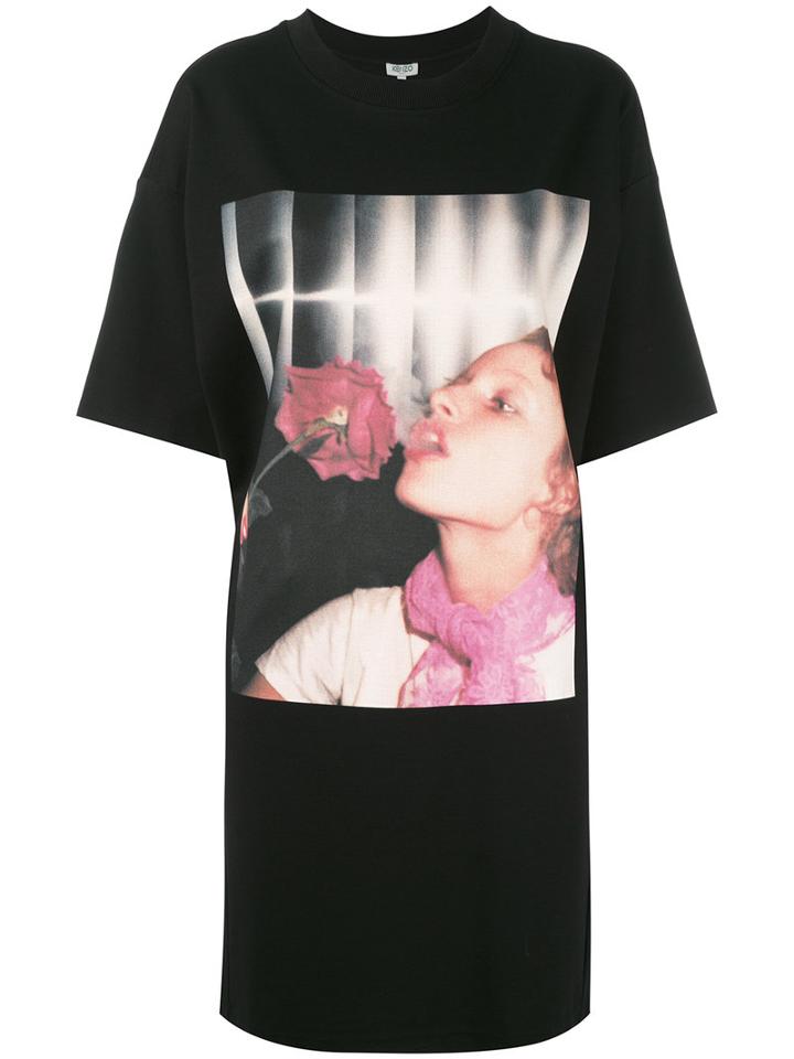 Kenzo - Photo Print T-shirt Dress - Women - Cotton/polyamide/spandex/elastane/viscose - S, Black, Cotton/polyamide/spandex/elastane/viscose