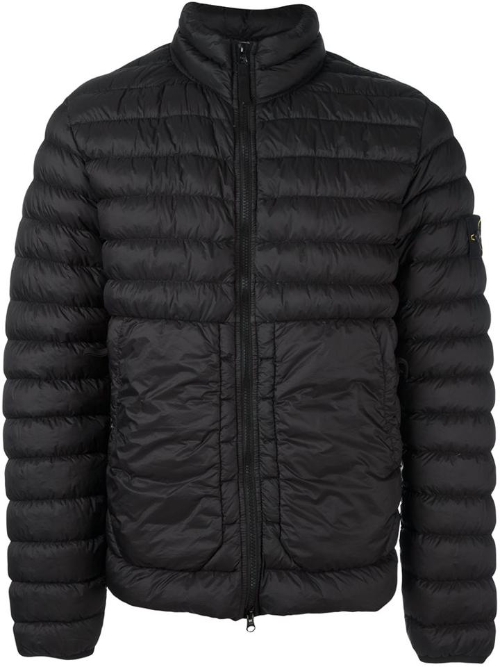 Stone Island Zipped Padded Jacket, Men's, Size: Xl, Black, Polyamide/feather Down
