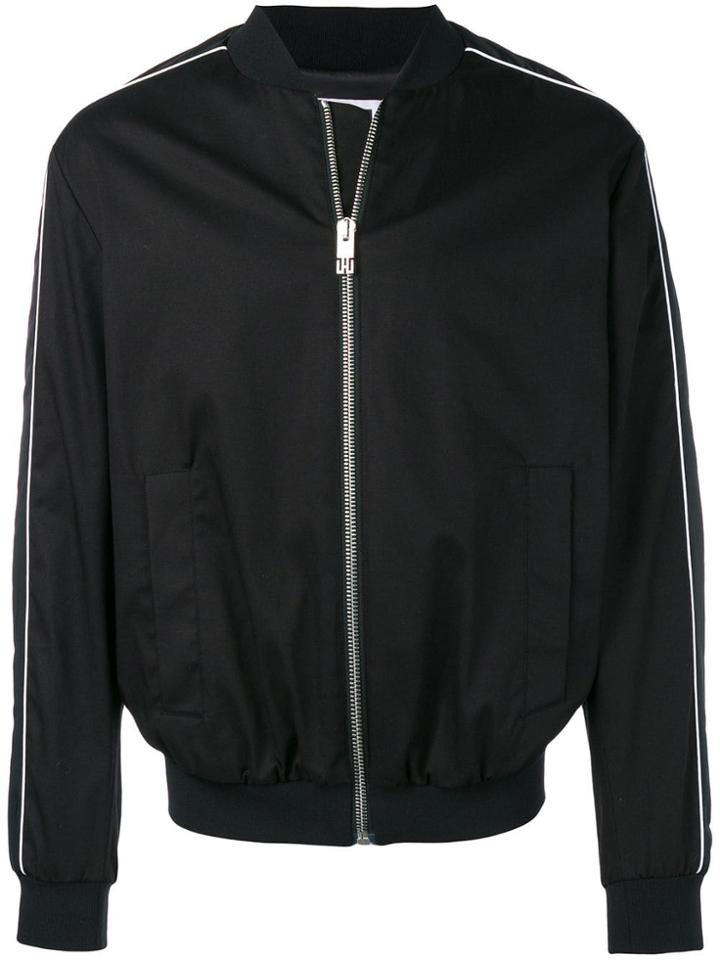 Les Hommes Urban Stripe Bomber Jacket - Black