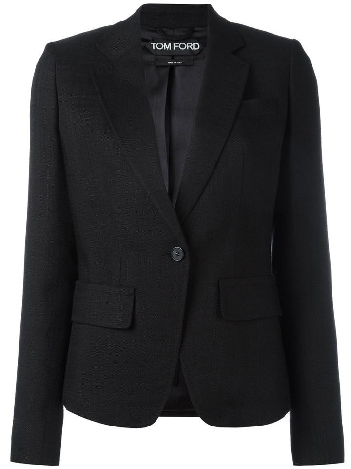 Tom Ford Fitted Blazer, Women's, Size: 40, Black, Viscose/silk/calf Leather