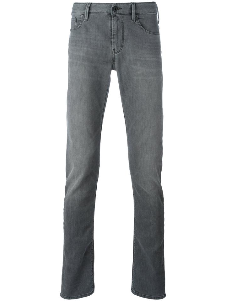 Armani Jeans - Washed Skinny Jeans - Men - Cotton/polyester/spandex/elastane - 33, Grey, Cotton/polyester/spandex/elastane