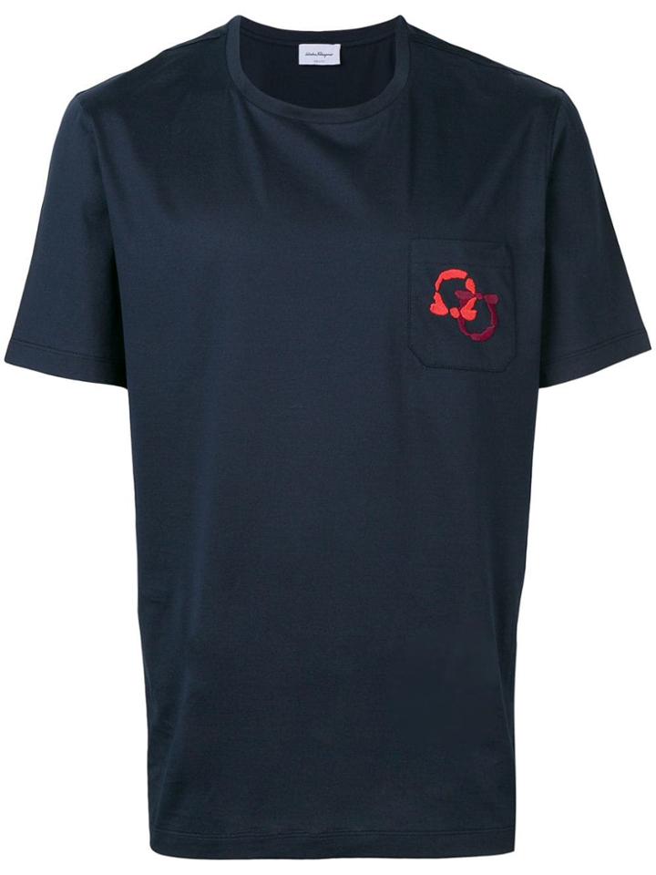 Salvatore Ferragamo Gancini Embroidery T-shirt - Blue