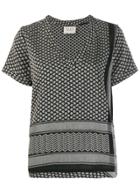 Cecilie Copenhagen Embroidered V-neck T-shirt - Black