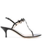 Giorgio Armani Embellished Kitten Heel Sandals - Black