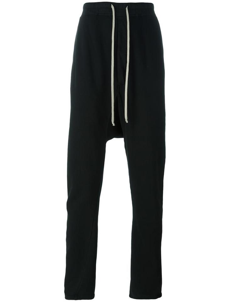 Rick Owens Drkshdw Drop Crotch Track Pants, Men's, Size: Xl, Black, Cotton
