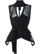 Ann Demeulemeester Belted Wrap Vest, Women's, Size: 38, Black, Cotton/nylon