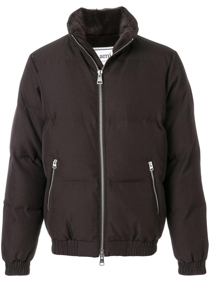 Ami Alexandre Mattiussi Fleece Lined Down Jacket - Brown