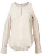 Elizabeth And James Cold-shoulder Blouse, Women's, Size: Xs, Nude/neutrals, Silk