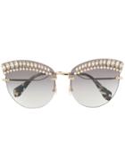 Miu Miu Eyewear Faux-crystal Embellished Sunglasses - Silver