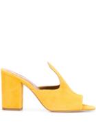 Paris Texas Chunky Heel Mules - Yellow