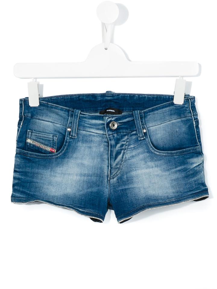 Diesel Kids Stretch Denim Shorts, Girl's, Size: 16 Yrs, Blue