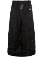 By Walid Embroidered Satin Trousers - Black