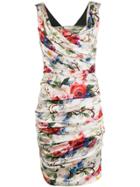 Dolce & Gabbana Pre-owned 2000s Ruched Floral Dress - White