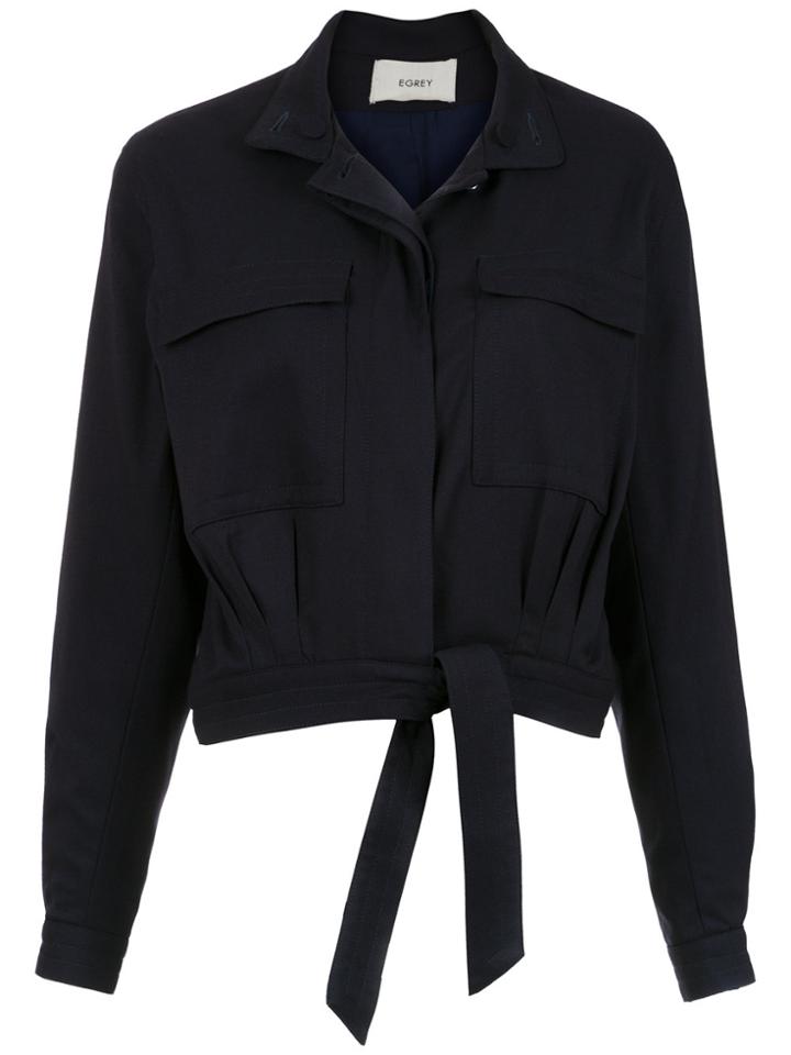 Egrey Drawstring Cropped Jacket - Blue