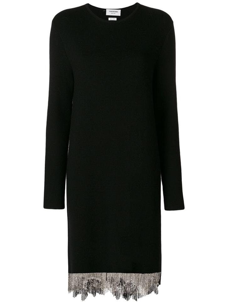 Thom Browne Crystal Embroidered Milano Stitch Mini Dress - Black