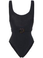 Hunza G Solitaire Scoop Back Seersucker Swimsuit - Black