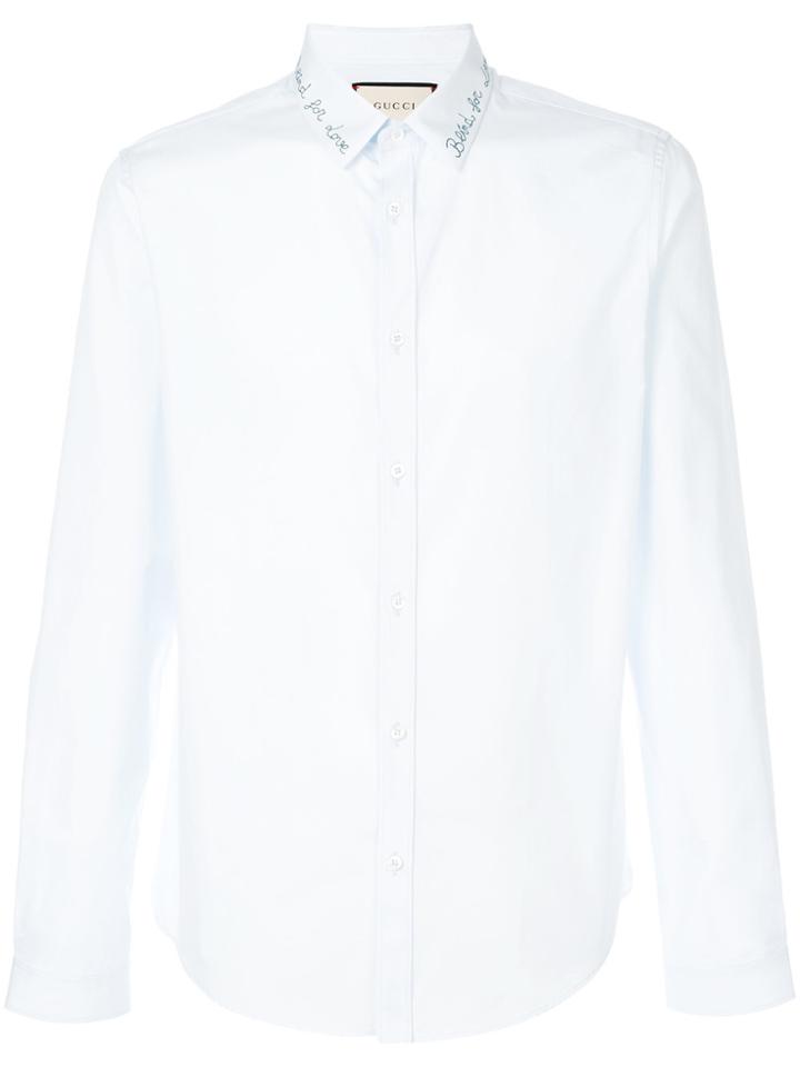 Gucci Embroidered Cotton Duke Shirt - Blue