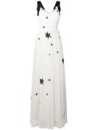 Parlor Star Embroidered Flared Dress - White