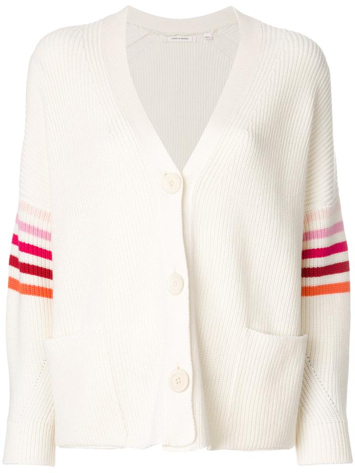 Chinti & Parker Striped Sleeve Cardigan - White