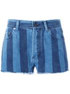 Saint Laurent Striped Denim Shorts, Women's, Size: 26, Blue, Cotton/spandex/elastane