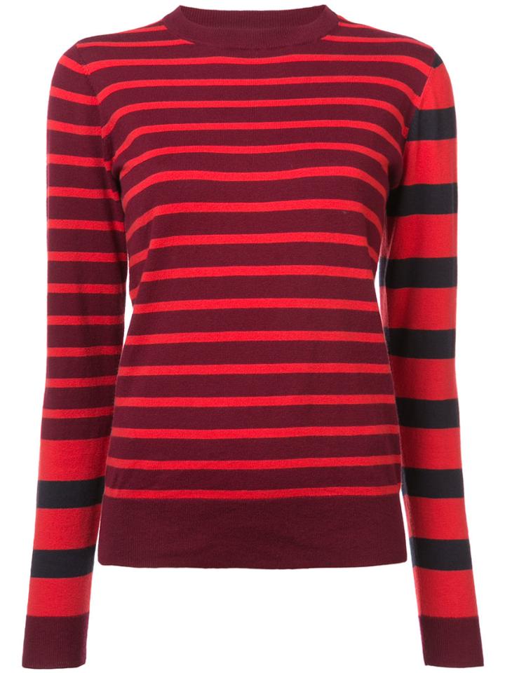 Derek Lam 10 Crosby Striped Crewneck Pullover - Red