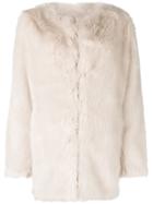Helmut Lang Oversized Faux Fur Coat - White