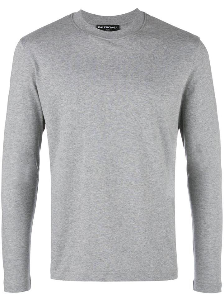 Balenciaga Crew Neck Sweatshirt, Men's, Size: Small, Grey, Cotton