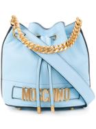Moschino Logo Plaque Bucket Bag - Blue