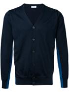 En Route - Side Stripes V-neck Cardigan - Men - Polyester - 1, Blue, Polyester