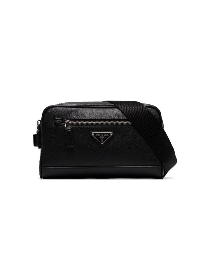Prada Black Logo Saffiano Leather Belt Bag