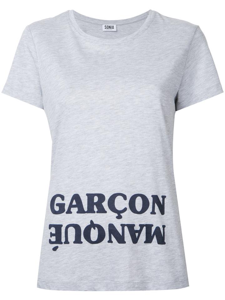Sonia By Sonia Rykiel Print Front T-shirt, Women's, Size: Large, Grey, Cotton/modal