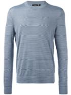Theory - Fine Strippe Jumper - Men - Silk/spandex/elastane/cashmere - Xl, Blue, Silk/spandex/elastane/cashmere
