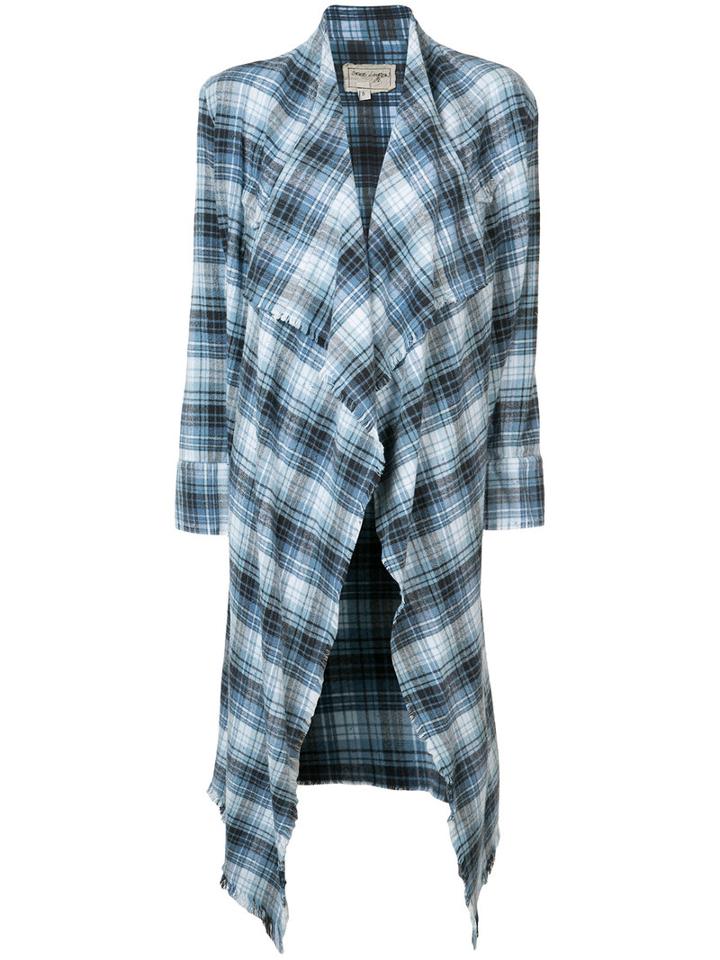 Greg Lauren - Asymmetric Checked Cardigan - Women - Cotton - 3, Women's, Blue, Cotton