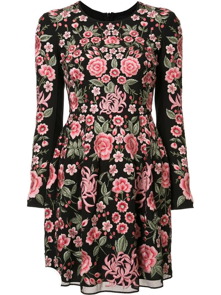 Needle & Thread Floral Print Dress, Women's, Size: 4, Black, Polyester/nylon/spandex/elastane