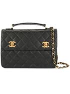 Chanel Vintage Double Turn-lock 2way Bag - Black