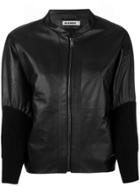 Jil Sander Ribbed Cuff Leather Jacket - Black