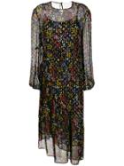 See By Chloé Sheer Floral Midi Dress - Black