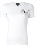 Armani Jeans Chest Logo Print T-shirt, Women's, Size: 46, White, Cotton/spandex/elastane