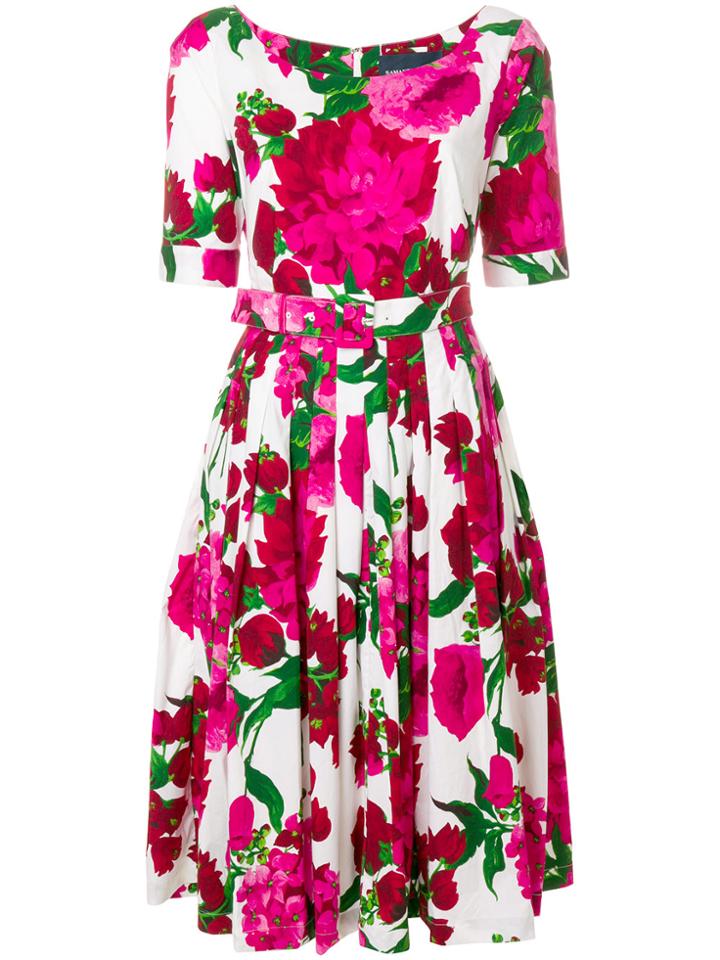 Samantha Sung Belted Floral Dress - Pink & Purple