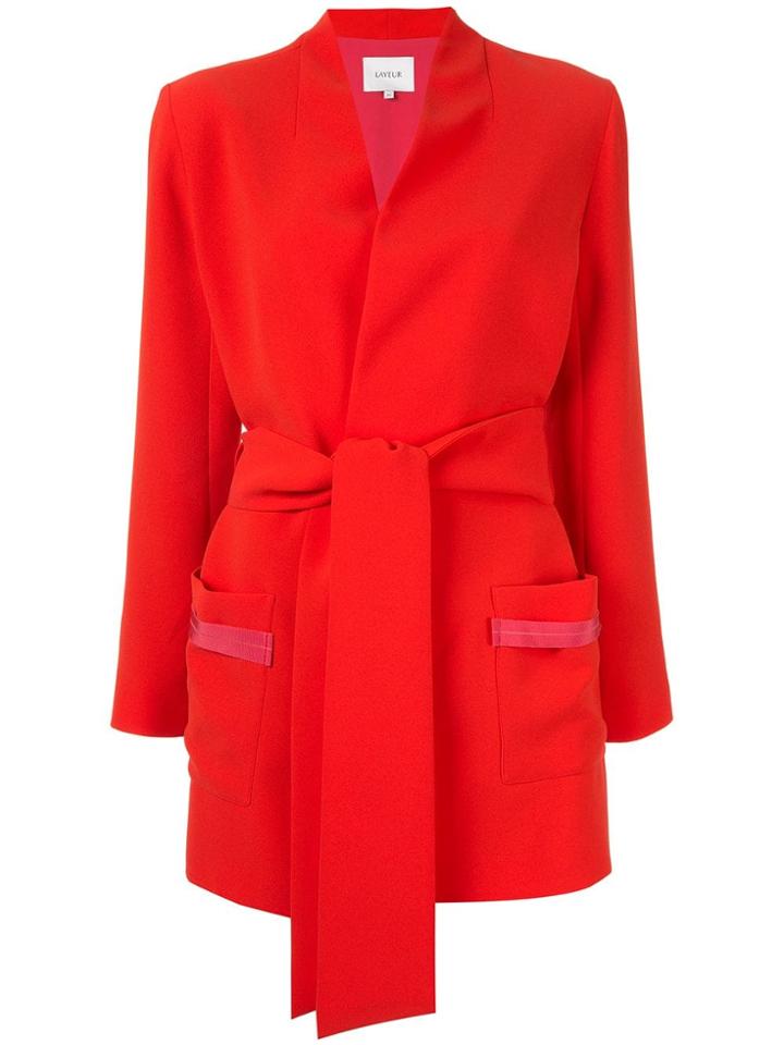 Layeur Tie-waist Blazer - Red